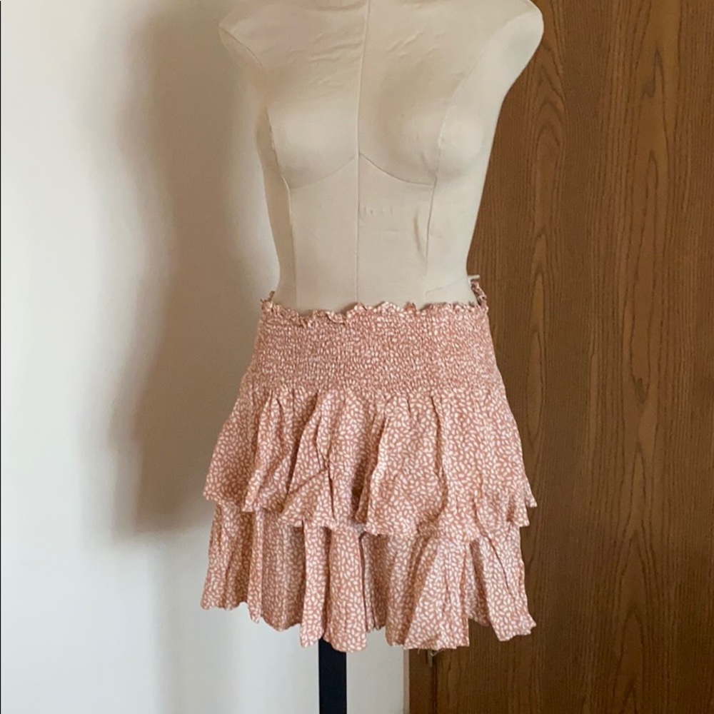 Abstract dot tiered ruffle skirt